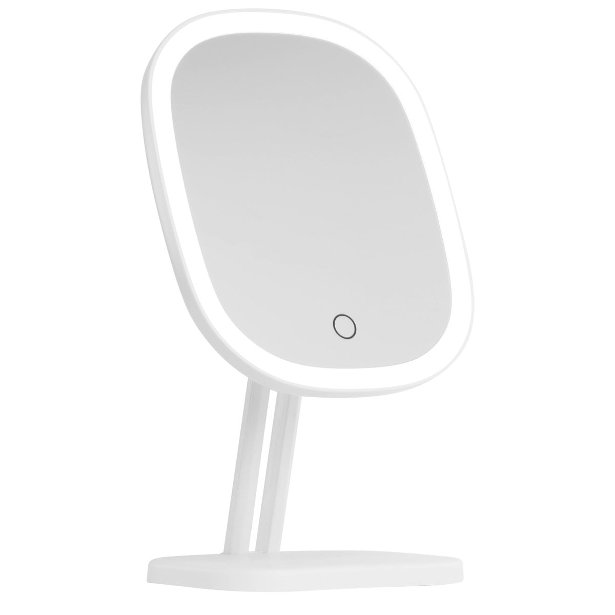 Classic Framed Countertop Makeup Mirror with LED Lighting, White