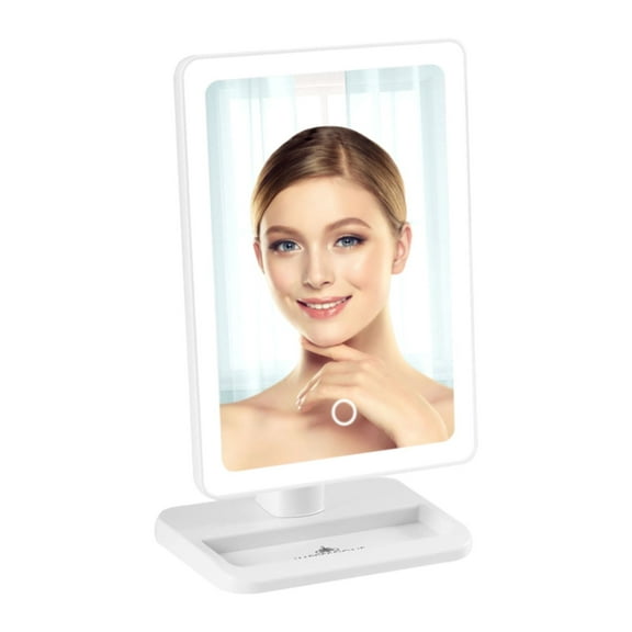 Impressions Vanity Touch Infinity XL Dimmable LED Makeup Mirror 5X Magnifying, Standing Base (White)