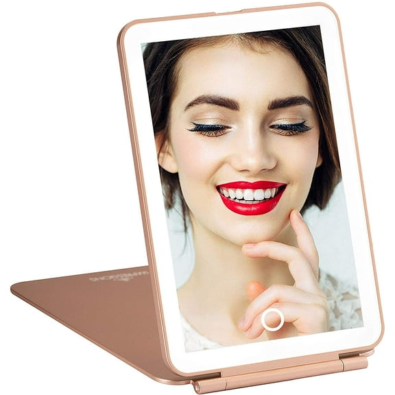 Impressions Vanity Touch Pad Mini Tri Tone LED Makeup Mirror with Flip Cover (Rose Gold)