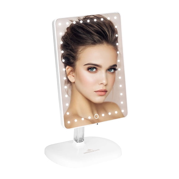 Impressions Vanity Touch Pro LED Lighted Makeup Mirror with Soft Touch Sensor (Glossy White)