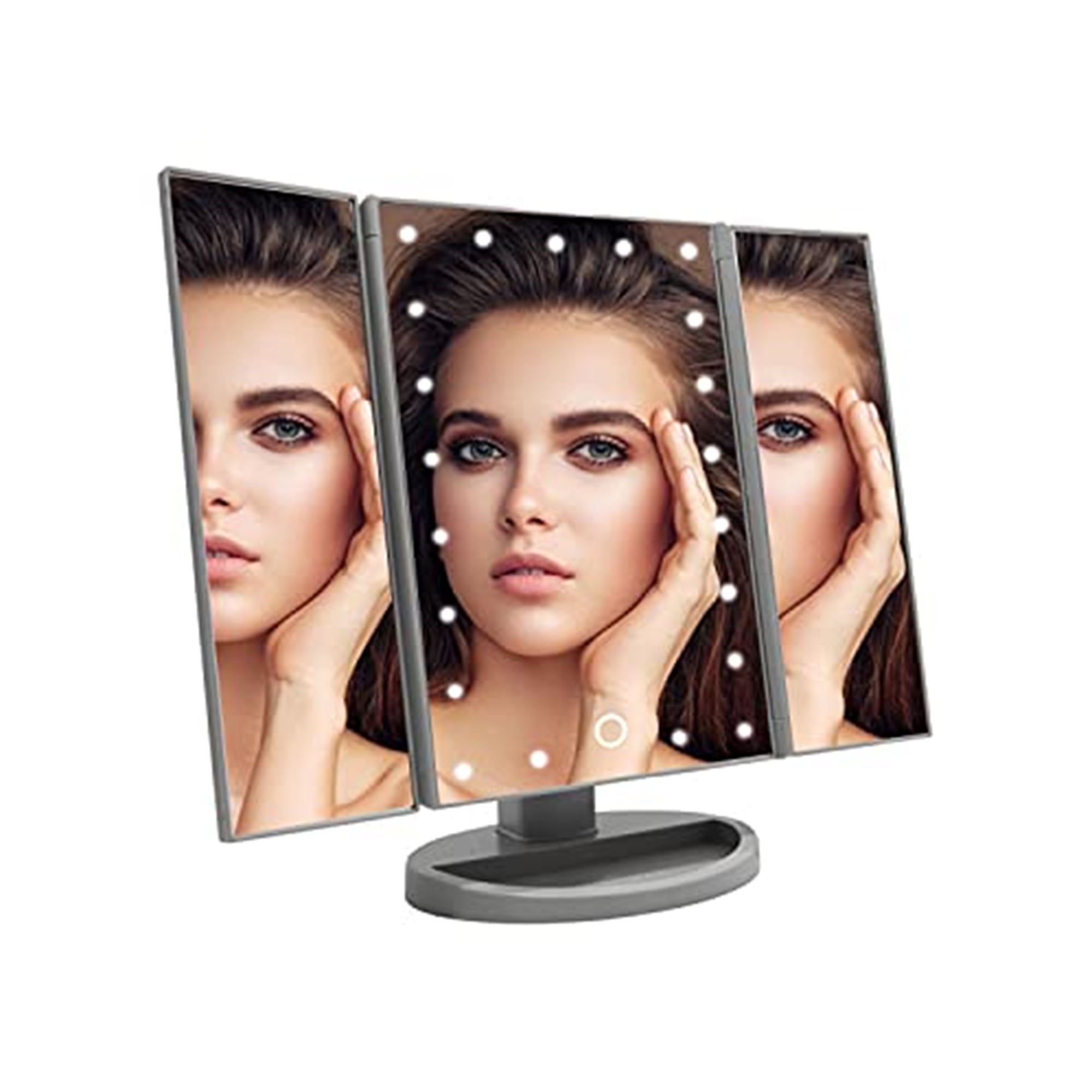 Impressions Vanity Touch Trifold Tabletop, LED Lighted Dimmable Makeup