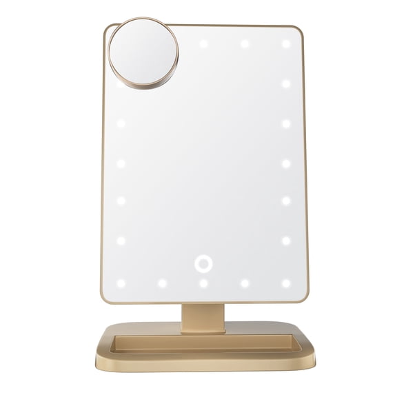 Impressions Vanity Touch XL Dimmable LED Makeup Mirror, Tabletop Lighted Vanity Mirrors (Champagne Gold)