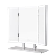 Impressions Vanity Trifecta Plus LED Illuminated Light Strip 3 Mirrors Desk Makeup Vanity Mirror Silver