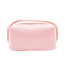 Impressions Vanity Valencia Makeup Bag With Silver Hardware, Mesh Slip Pockets, Top Handle, Pink