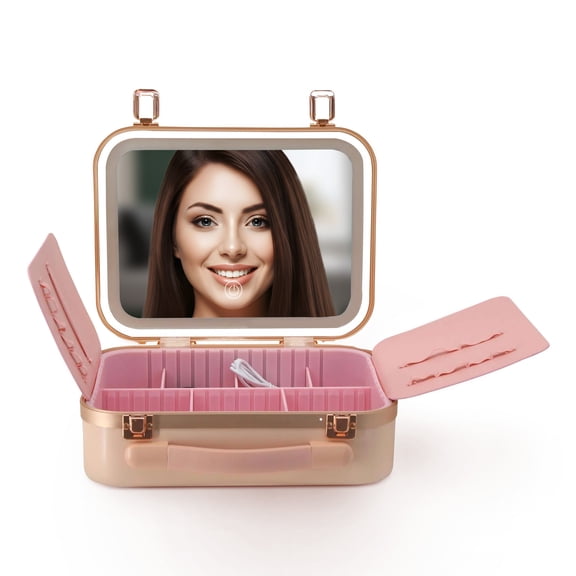 Impressions Vanity Venice Travel Case LED Lighted Makeup Mirror with Soft Touch Sensor Dimming option