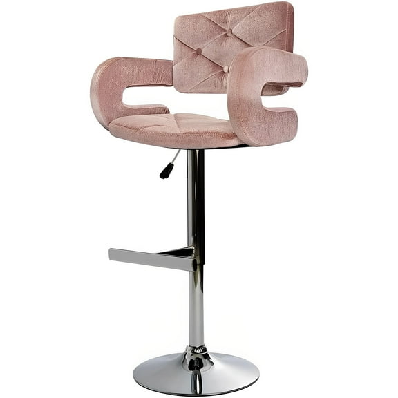 Impressions Vanity Vera Diamond Tufted Swivel Vanity Stool with Mirror Finished Base (Pink Velvet)