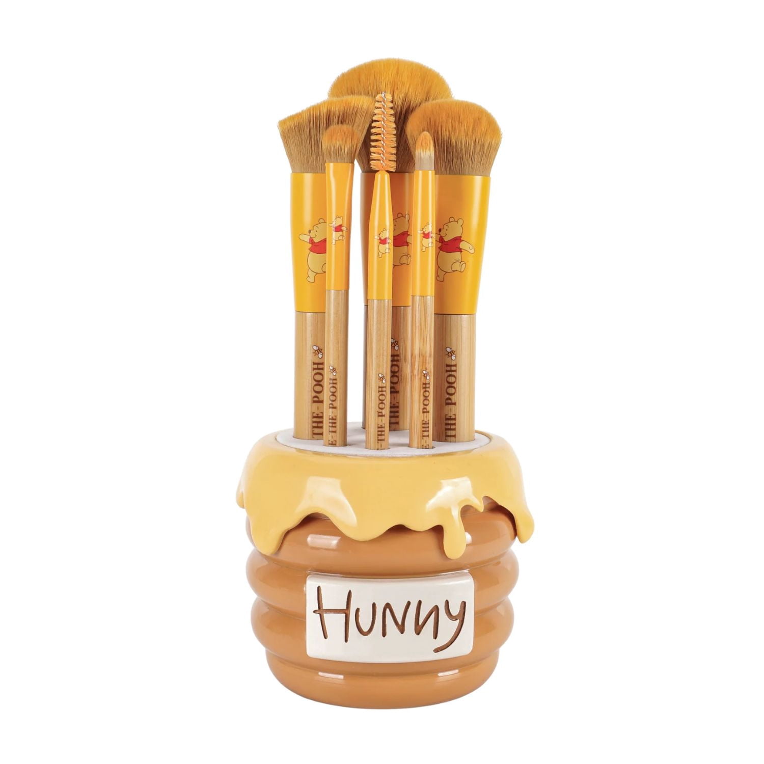 Impressions Vanity Winnie the Pooh Hunny 6 Pc Makeup Brush Set with Makeup Brush Holder Case