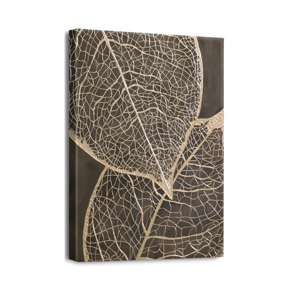 Impressive 12X16in Black Abstract Leaves Painting Modern Canvas Wall Art Ideal for Living Room and Bedroom - Enhances Family Wall Decorations