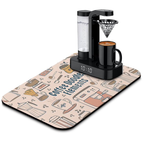 Impressive 19.5x12in Coffee Mat - Rubber-Backed for Durability, Hides Stains, Perfect Countertop Fit, Diatom Mud, Absorbent Drying Mat, Coffee Bar Accessory