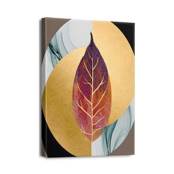 Impressive Abstract Leaves Canvas Wall Art, 12X16in - Enhance Your Family Wall Decorations for Living Room, Bedroom, Kitchen, Dining Room - Elevate Office Décor