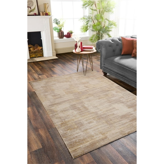 Impressive Collection 5'3" x 7'6" Modern Beige & Cream Rug with Yellow Details for Living Room and Bedroom (160x230 cm)