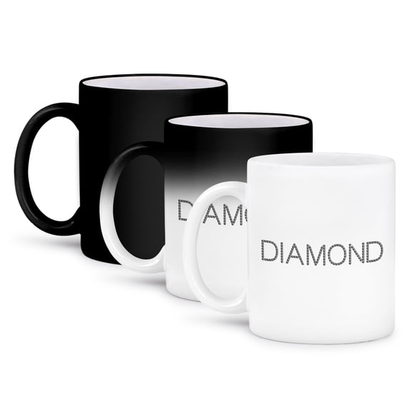 3drose, Impressive Simple Text Diamond. Diamond-shaped Images. Black on White, 11oz Magic Transforming Mug