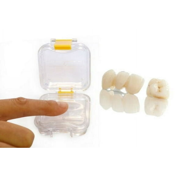 Impressive Smile Dental Crown and Bridge Pillow Box with Secure Clasp, Transparent Membrane Film Showcase Tooth Box - 100 Count