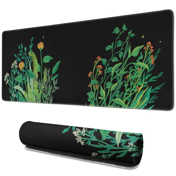Impressive XXL Extended Gaming Mouse Pad: High-Quality Desk Pad with Stitched Edges, Non-Slip Rubber Base, Ideal for Work, Game, Office, Home - Unique Weeds Design, 31.5 x 11.8 inch