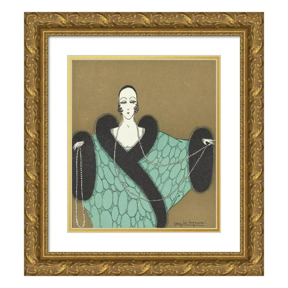 Imprimerie Studium 20x22 Gold Ornate Framed and Double Matted Museum Art Print Titled - Advertisement by Juwelier Tecla (1920)