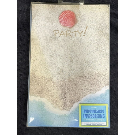 Imprintable Summer Tide Beach Party 3D Invitations 12Ct