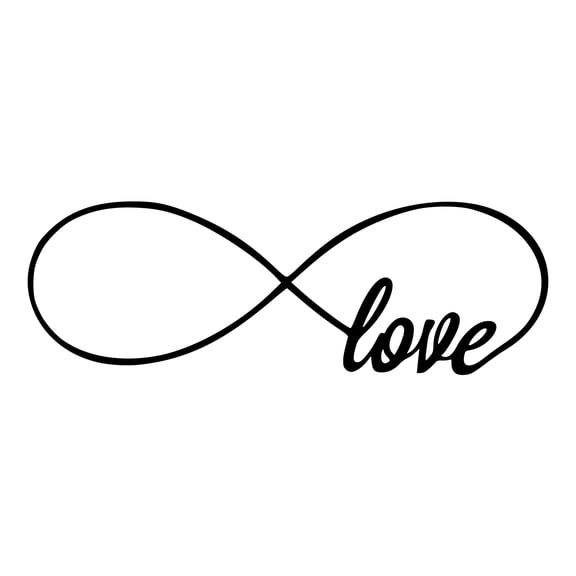 Imprinted Designs Love Infinity Symbol Vinyl Wall Decal Sticker Art (Large 12" X 36")