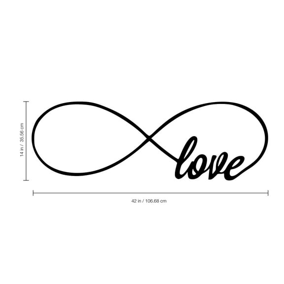 Imprinted Designs Love Infinity Symbol Vinyl Wall Decal Sticker Art (X Large 14" X 42")