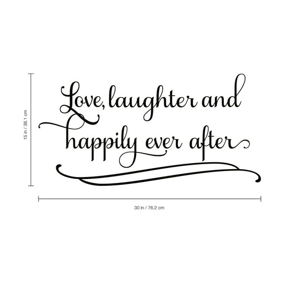 Imprinted Designs Love Laughter and Happily Ever After. Couples Romantic Bedroom Vinyl Wall Decal Sticker Art
