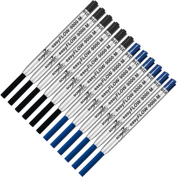 Imprinted Schmidt easyFLOW9000 Ballpoint Refill- Black & Blue Ink, Medium Tip 1.0mm - Pack of 12