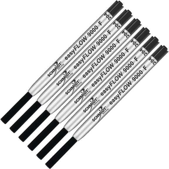 Imprinted Schmidt easyFLOW9000 Ballpoint Refill- Black Ink, Fine Tip 0.8mm - Pack of 6