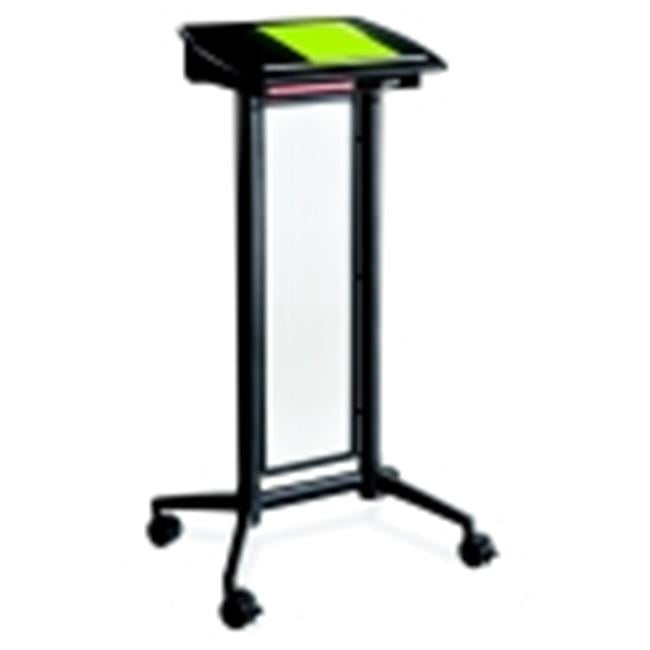 Black Steel and Polycarbonate Mobile Lectern with Casters