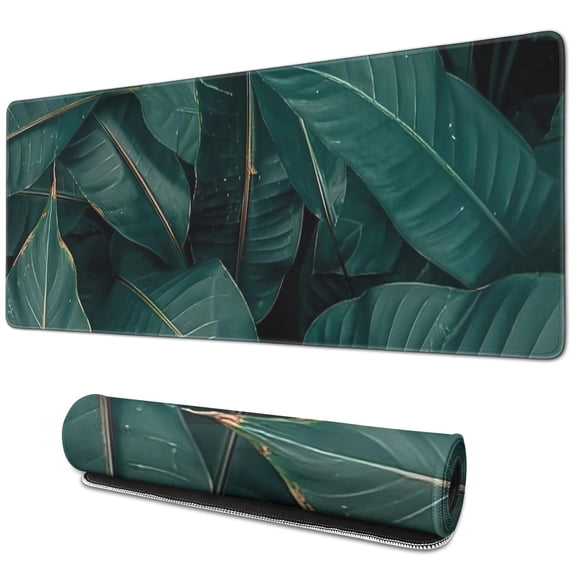 Improve Your Gaming Setup with Green Tropical Leaves Ultra Large Mouse Pad: XXL Gaming Mousepad, Full Size Desk Mat, Perfect for Keyboards, Laptops & Computers - 31.5x11.8 Inch