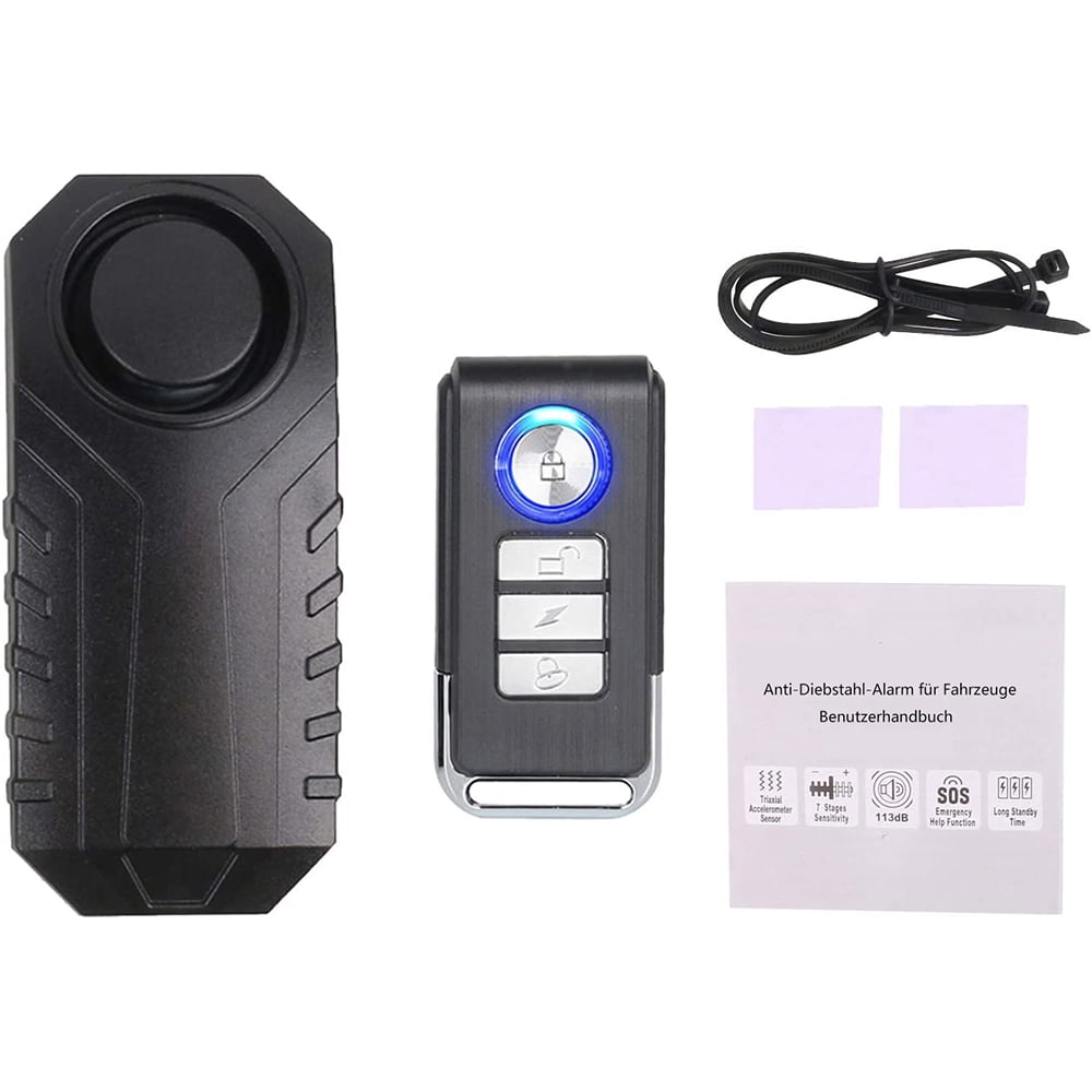 Improved Bicycle Alarm with Remote Control, 113 dB Waterproof Burglar ...