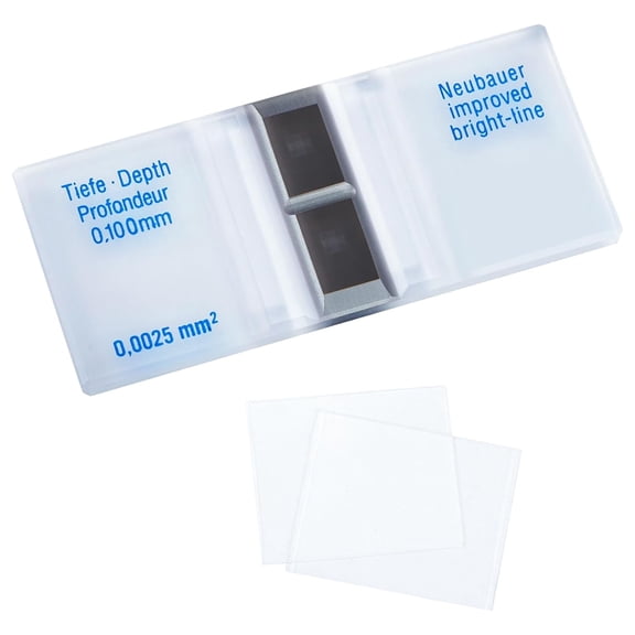 FOUR E's Scientific Improved Neubauer Hemocytometer Cell Counting Chamber with Bright Line Hemocytometer, Cellware Chambers with 2 Pcs Cover Glass