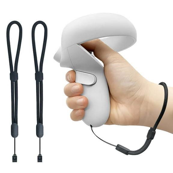 Improved Replacement Reflective Wrist Straps for Oculus Quest 2 Gen Controller, Sturdy Comfy Adjustable Hand Strap for Oculus, Easy Attach Black Resin Stopper for Oculus Controllers