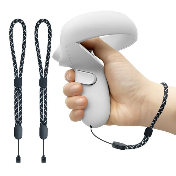 Improved Replacement Reflective Wrist Straps for Oculus Quest 2 Gen Controller, Sturdy Comfy Adjustable Hand Strap for Oculus, Easy Attach Black Resin Stopper for Oculus Controllers
