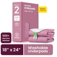 thumbnail image 1 of Improvia Washable Bed Pads for Incontinence, Waterproof Reusable, 18 x 24 in, 2-Pack (Pink & White), 1 of 8