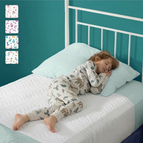 Improvia Washable Toddler Bed Pad for Potty Training, Waterproof Reusable with Tuck Sides, 34 x 36 in (White)