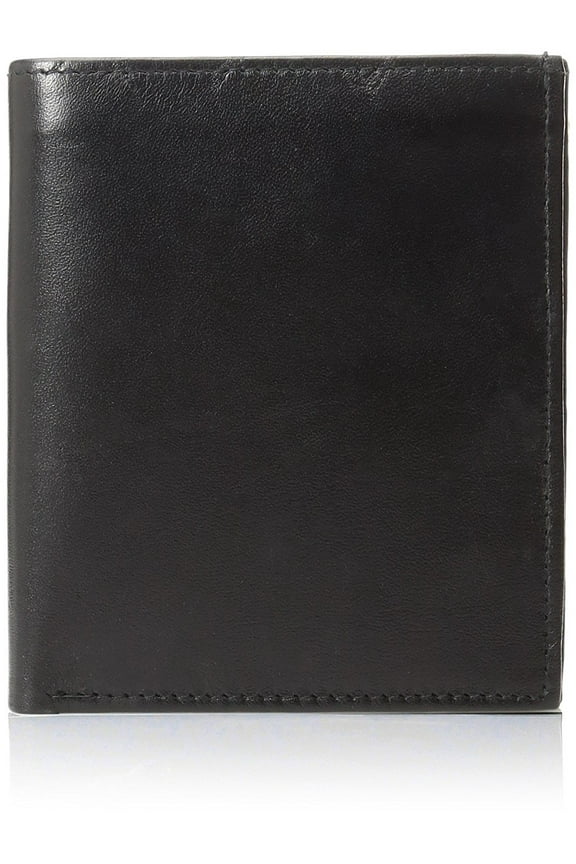 SUN 5101 BK Men's Big Hipster Bifold Leather Wallet Organza Gift Bag, Black