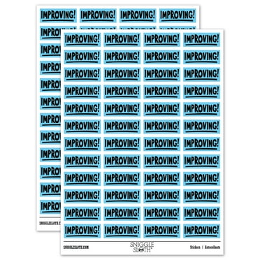 Improving School Teacher Sticker Set - Light Blue - Gloss Finish - 1.25" Mini