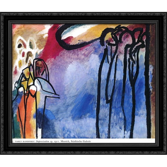 Improvisation 19 32x28 Large Black Ornate Wood Framed Canvas Art by Wassily Kandinsky