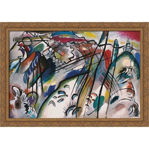 Improvisation 28 (second version) 38x28 Large Gold Ornate Wood Framed Canvas Art by Wassily Kandinsky