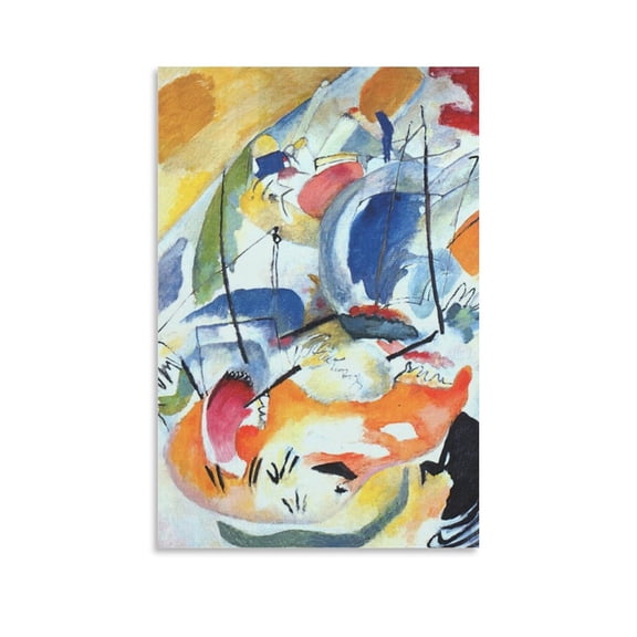 Improvisation 31 (Sea Battle) (1913) by Wassily Kandinsky Painting Poster Gifts Canvas Painting Poster Wall Art Decorative Picture Prints Modern Decor 12x18inch(30x45cm)