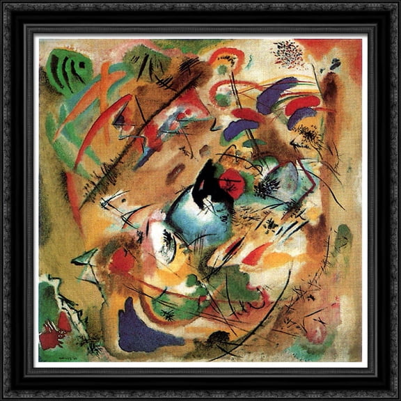 Improvisation (Dreamy) 28x28 Large Black Ornate Wood Framed Canvas Art by Wassily Kandinsky