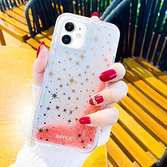 Imprue iPhone 12 Phone Case - Hard Phone Cover Compatible with iPhone Screen Size 6.1 Inches - Durable Slim Soft Case - Stars Peach