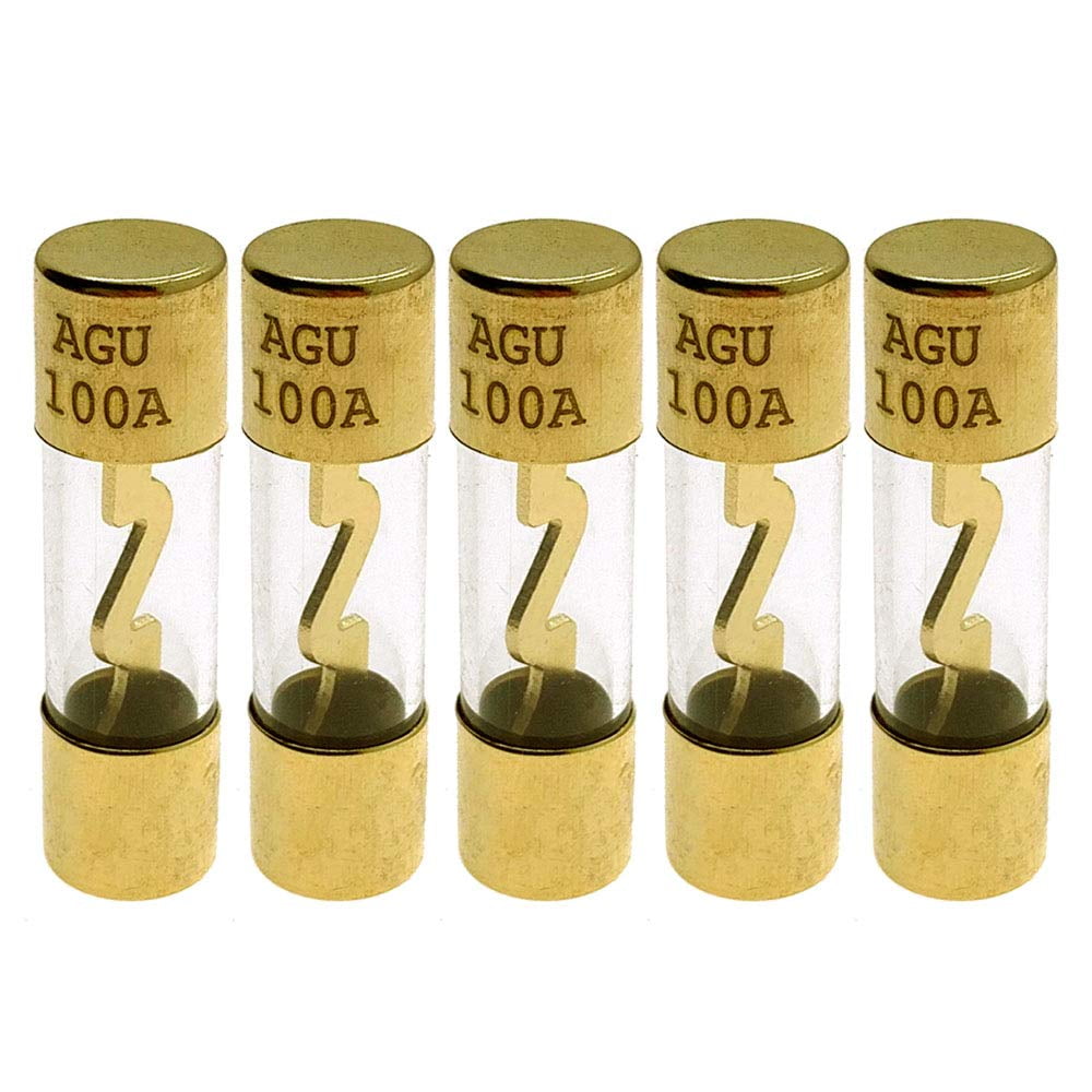 Impulse AGU 100A Gold Standard Glass Fuses 100Amp Car Stereo Fuses 5 Fuse Packs