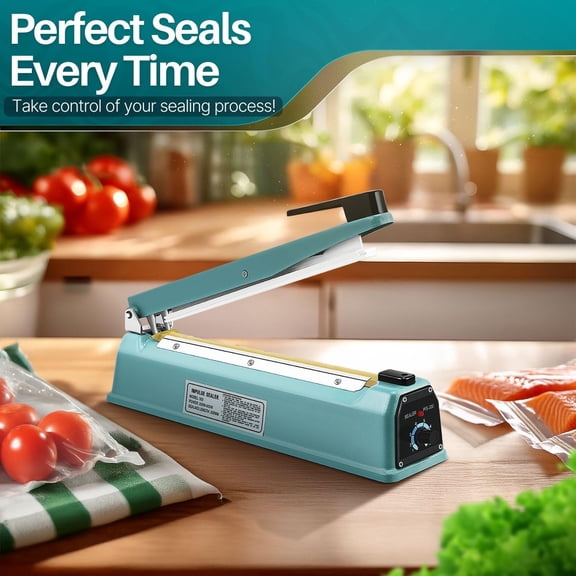 Impulse Sealer 12 Inch (300mm) 400W Heat Sealer Machine with Adjustable Heating Mode, No Warm Up Needed, Portable Bag and Seal Impulse with Replacement Element Grip and Teflon Tape