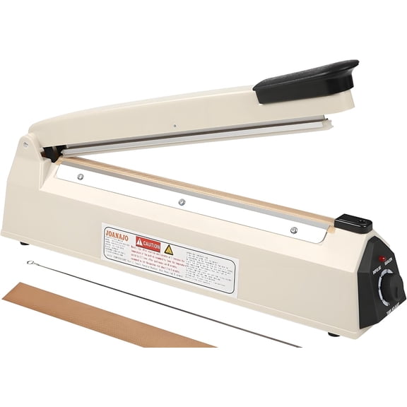 Impulse Sealer 12 inch Manual Heat Sealer Machine with Adjustable Heating Mode, ABS Shrink Wrap Bag Sealers for Plastic PE PP Bags, Portable Poly Bag Sealing Machine with Extra Replace Kit(Ivory)