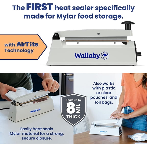 Impulse Sealer - 8 inch Manual Heat Sealer for Mylar Bags Heavy Duty Long Term Food Storage with Replacement Kits