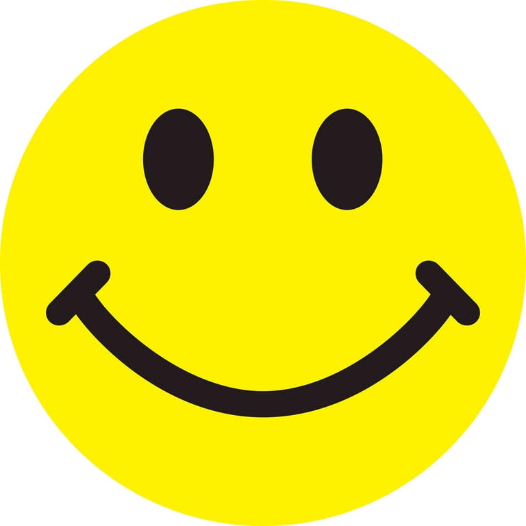 600 Pack, 1 Smiling Happy Smile Face Stickers, Yellow