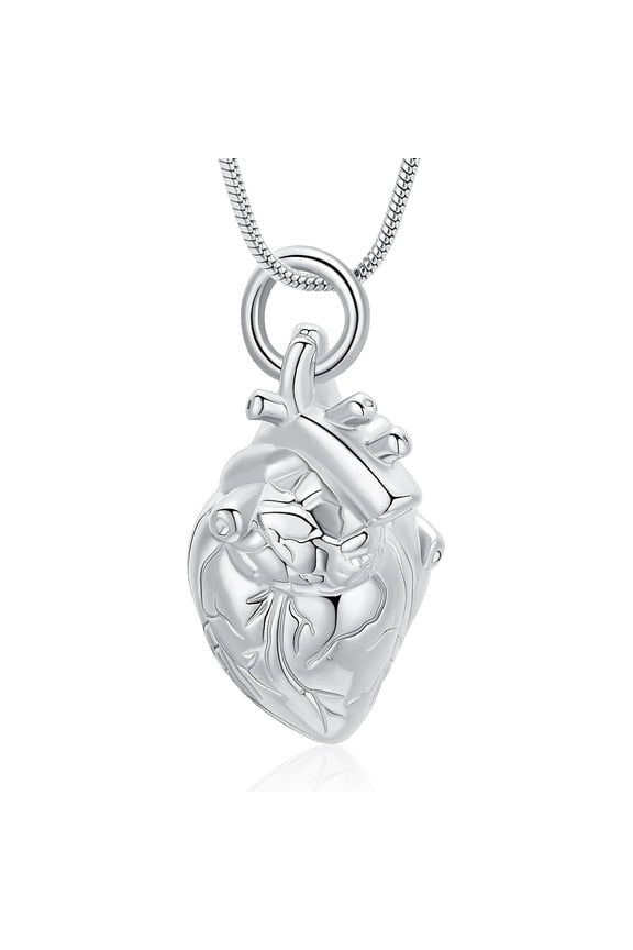 Cremation Jewelry Pendant Necklace for Ashes Holder - Anatomical Heart Urn Necklace for Ashes - Cremation Keepsake Memorial Lockets