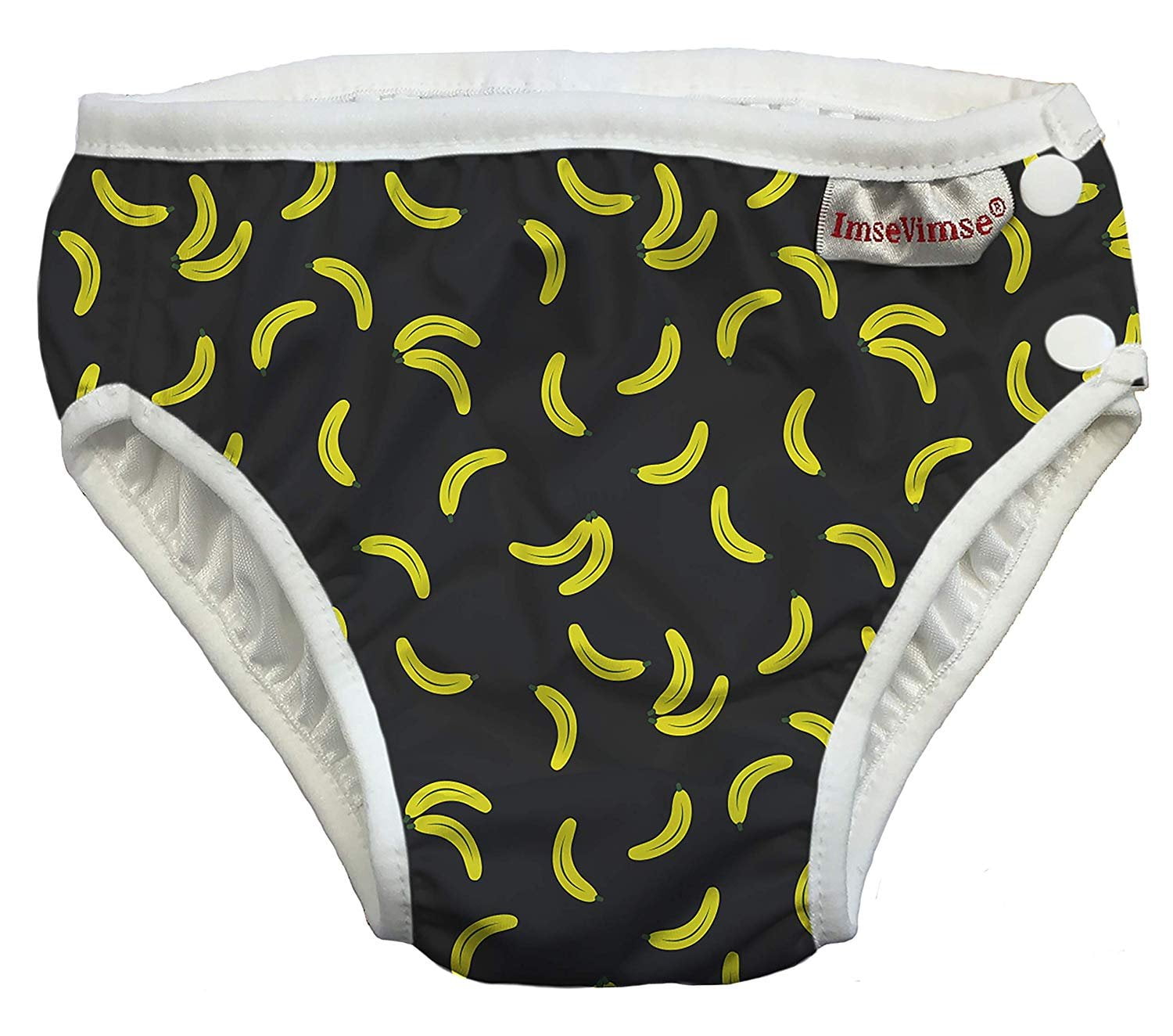 ImseVimse Reusable Swim Diaper Leakproof Cloth Swim Pant for Baby and Toddler Boys Black Banana, L 12-18M 20-26 lbs