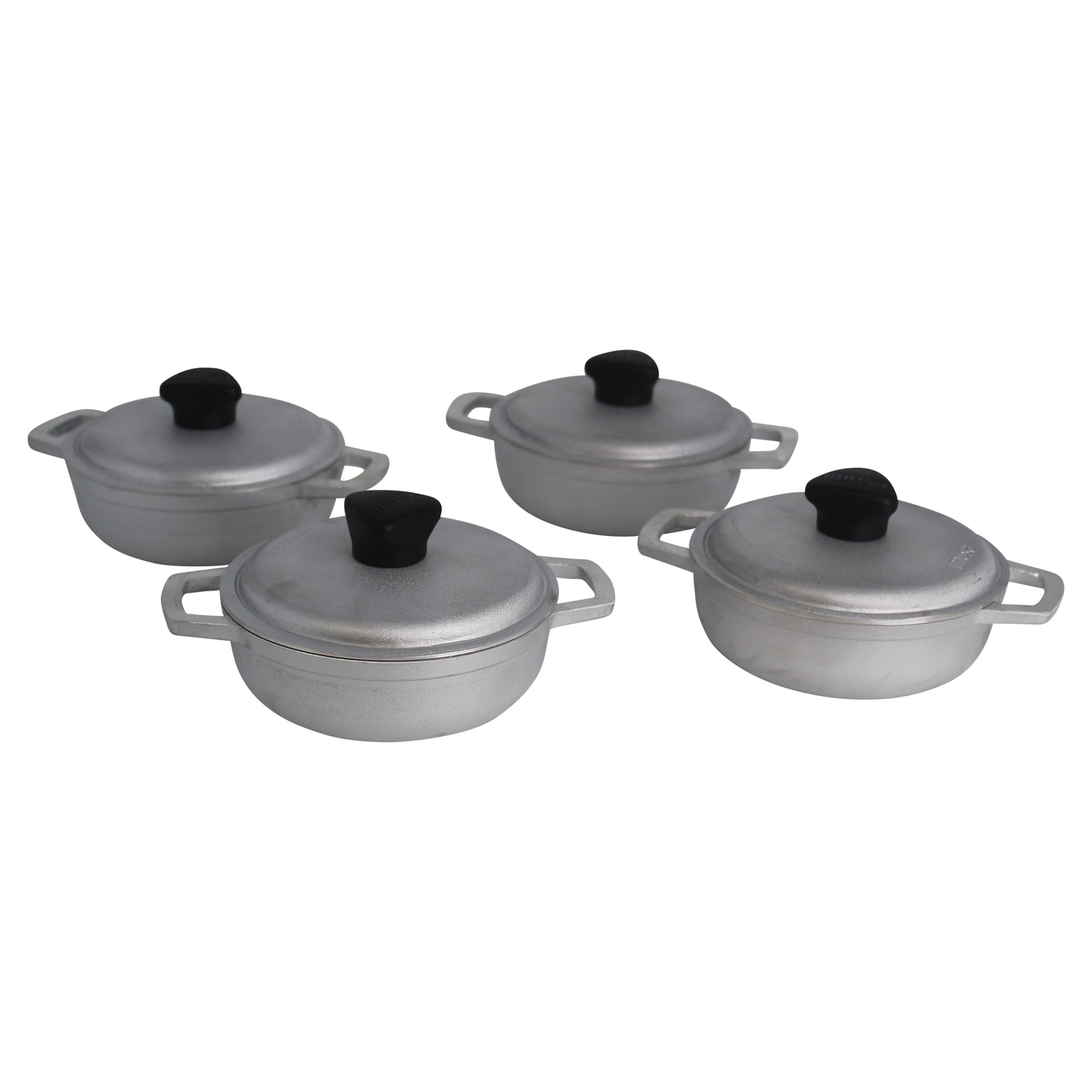 IMUSA 4-Piece 0.5Qt Silver Aluminum Mini Caldero Set with Lids