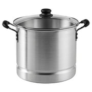 Imusa 10Qt Aluminum Steamer or Stock Pot with Glass Lid & Removable Rack