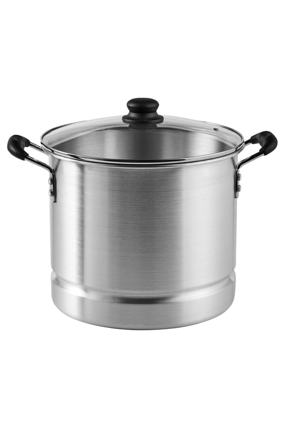 10Qt Aluminum Steamer or Stock Pot with Glass Lid & Removable Rack